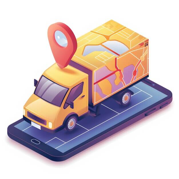 A smartphone showing a map with a delivery route